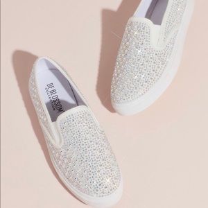 David’s Bridal Crystal Studded Slip on sneakers
